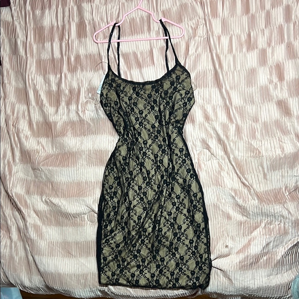 Black Lace Overlay Dress